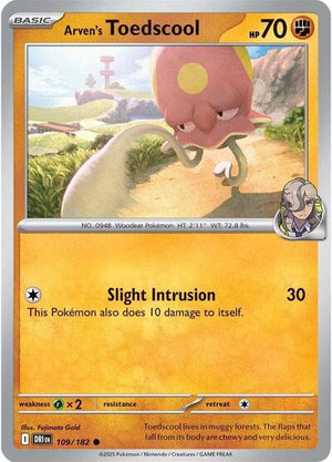 Pokemon TCG - SV10: Destined Rivals - Arven's Toedscool - 109/182 - Reverse Holofoil