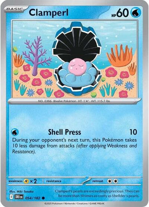 Pokemon TCG - SV10: Destined Rivals - Clamperl - 054/182 - Reverse Holofoil