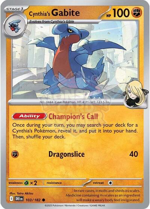 Pokemon TCG - SV10: Destined Rivals - Cynthia's Gabite - 103/182