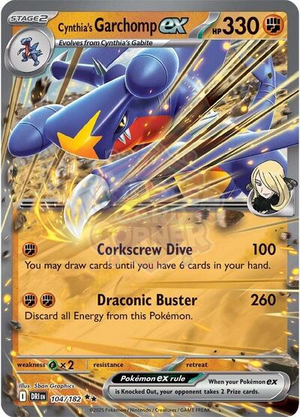 Pokemon TCG - SV10: Destined Rivals - Cynthia's Garchomp ex - 104/182 - Holofoil