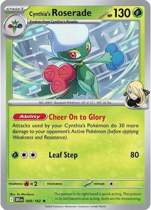 Pokemon TCG - SV10: Destined Rivals - Cynthia's Roserade - 008/182 - Holofoil