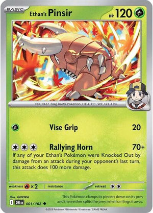 Pokemon TCG - SV10: Destined Rivals - Ethan's Pinsir - 001/182 - Reverse Holofoil