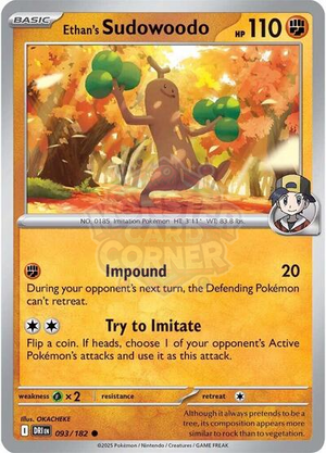 Pokemon TCG - SV10: Destined Rivals - Ethan's Sudowoodo - 093/182 - Reverse Holofoil