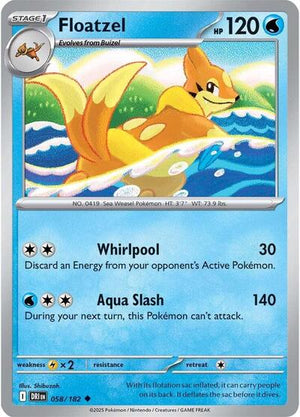 Pokemon TCG - SV10: Destined Rivals - Floatzel - 058/182 - Reverse Holofoil
