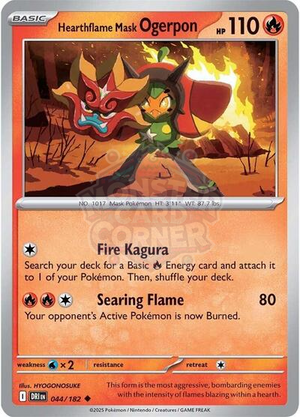 Pokemon TCG - SV10: Destined Rivals - Hearthflame Mask Ogerpon - 044/182 - Reverse Holofoil