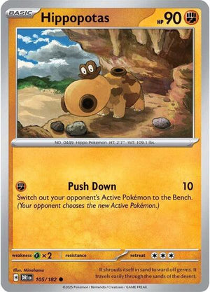 Pokemon TCG - SV10: Destined Rivals - Hippopotas - 105/182 - Reverse Holofoil