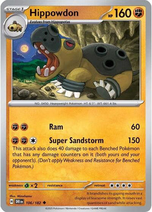 Pokemon TCG - SV10: Destined Rivals - Hippowdon - 106/182 - Reverse Holofoil
