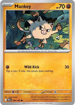 Pokemon TCG - SV10: Destined Rivals - Mankey - 090/182 - Reverse Holofoil