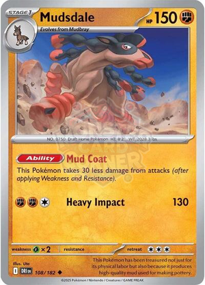 Pokemon TCG - SV10: Destined Rivals - Mudsdale - 108/182 - Reverse Holofoil