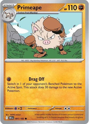 Pokemon TCG - SV10: Destined Rivals - Primeape - 091/182