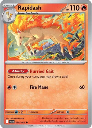Pokemon TCG - SV10: Destined Rivals - Rapidash - 030/182