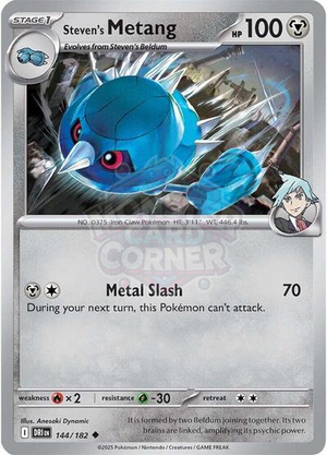 Pokemon TCG - SV10: Destined Rivals - Steven's Metang - 144/182 - Reverse Holofoil