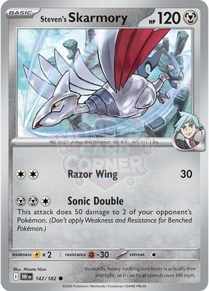 Pokemon TCG - SV10: Destined Rivals - Steven's Skarmory - 142/182 - Reverse Holofoil