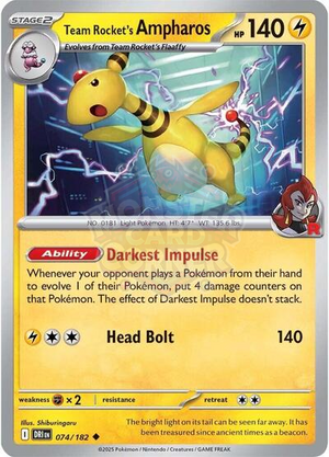 Pokemon TCG - SV10: Destined Rivals - Team Rocket's Ampharos - 074/182 - Reverse Holofoil
