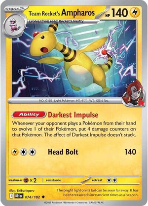 Pokemon TCG - SV10: Destined Rivals - Team Rocket's Ampharos - 074/182