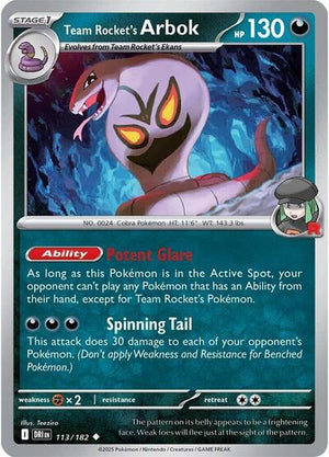 Pokemon TCG - SV10: Destined Rivals - Team Rocket's Arbok - 113/182