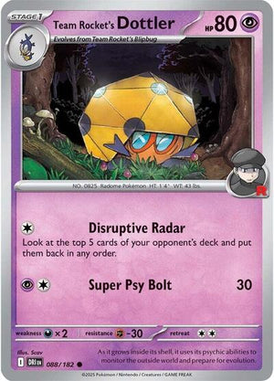 Pokemon TCG - SV10: Destined Rivals - Team Rocket's Dottler - 088/182 - Reverse Holofoil