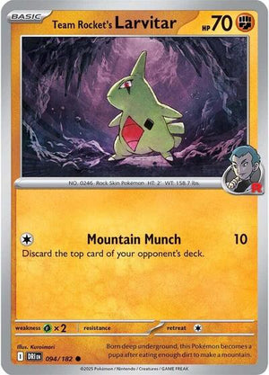 Pokemon TCG - SV10: Destined Rivals - Team Rocket's Larvitar - 094/182 - Reverse Holofoil