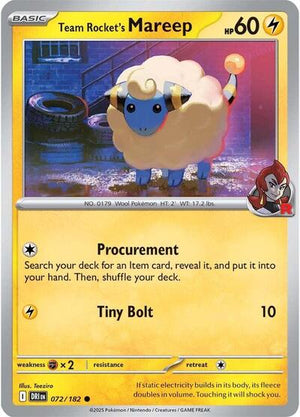 Pokemon TCG - SV10: Destined Rivals - Team Rocket's Mareep - 072/182 - Reverse Holofoil
