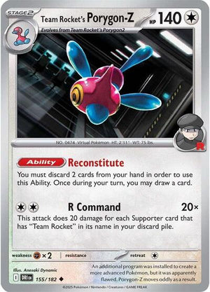 Pokemon TCG - SV10: Destined Rivals - Team Rocket's Porygon-Z - 155/182 - Reverse Holofoil