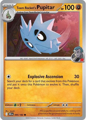 Pokemon TCG - SV10: Destined Rivals - Team Rocket's Pupitar - 095/182 - Reverse Holofoil