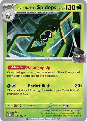Pokemon TCG - SV10: Destined Rivals - Team Rocket's Spidops - 020/182 - Reverse Holofoil