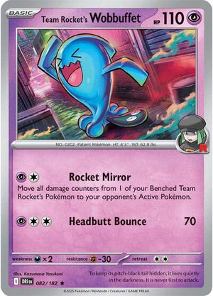 Pokemon TCG - SV10: Destined Rivals - Team Rocket's Wobbuffet - 082/182 - Reverse Holofoil