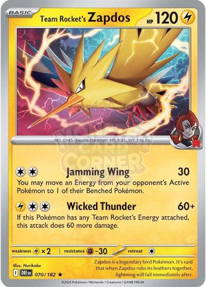 Pokemon TCG - SV10: Destined Rivals - Team Rocket's Zapdos - 070/182 - Holofoil