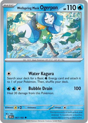 Pokemon TCG - SV10: Destined Rivals - Wellspring Mask Ogerpon - 067/182 - Reverse Holofoil