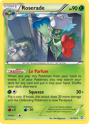 Pokemon TCG - Dragons Exalted - Roserade - 15/124 - Reverse Holofoil