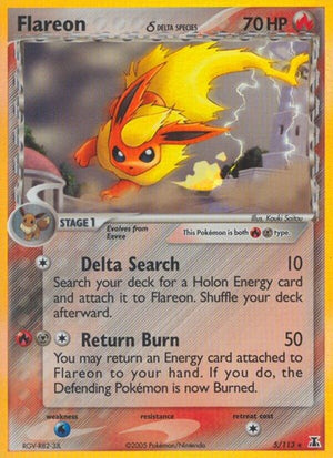 Pokemon TCG - EX Delta Species - Flareon - 5/113 - Reverse Holofoil