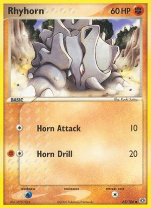Pokemon TCG - EX Emerald - Rhyhorn - 62/106 - Reverse Holofoil