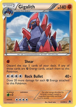 Pokemon TCG - Emerging Powers - Gigalith - 53/98 - Reverse Holofoil