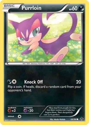 Pokemon TCG - Emerging Powers - Purrloin - 64/98 - Reverse Holofoil