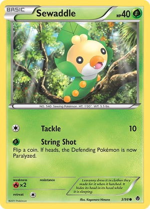 Pokemon TCG - Emerging Powers - Sewaddle - 3/98 - Reverse Holofoil