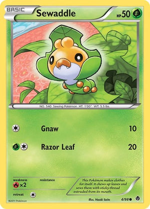 Pokemon TCG - Emerging Powers - Sewaddle - 4/98 - Reverse Holofoil