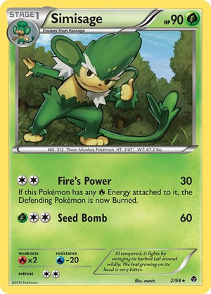 Pokemon TCG - Emerging Powers - Simisage - 2/98 - Reverse Holofoil