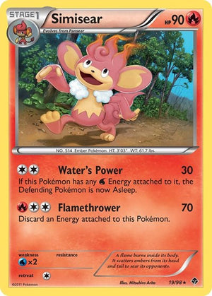 Pokemon TCG - Emerging Powers - Simisear - 19/98 - Reverse Holofoil