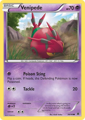 Pokemon TCG - Emerging Powers - Venipede - 38/98 - Reverse Holofoil