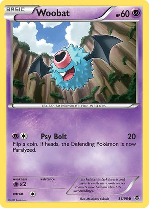 Pokemon TCG - Emerging Powers - Woobat - 36/98 - Reverse Holofoil