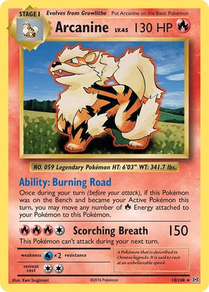 Pokemon TCG - XY - Evolutions - Arcanine - 18/108 - Reverse Holofoil