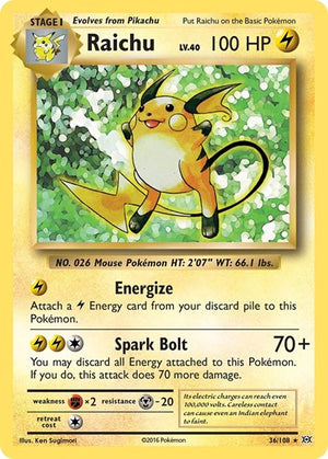 Pokemon TCG - XY - Evolutions - Raichu - 36/108 - Reverse Holofoil