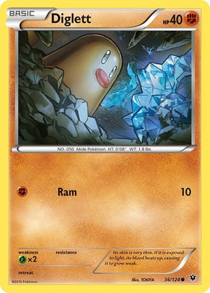 Pokemon TCG - XY - Fates Collide - Diglett - 36/124 - Reverse Holofoil
