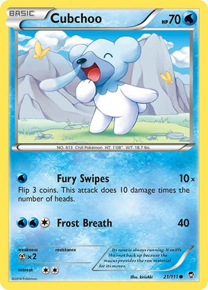 Pokemon TCG - XY - Furious Fists - Cubchoo - 21/111 - Reverse Holofoil