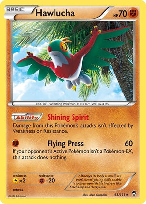 Pokemon TCG - XY - Furious Fists - Hawlucha - 63/111 - Reverse Holofoil