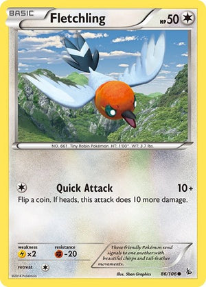 Pokemon TCG - XY - Flashfire - Fletchling - 86/106 - Reverse Holofoil