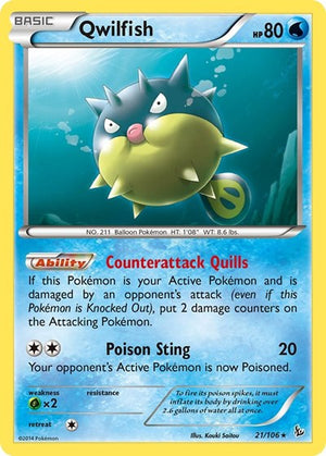 Pokemon TCG - XY - Flashfire - Qwilfish - 21/106 - Reverse Holofoil