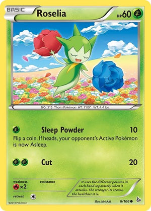 Pokemon TCG - XY - Flashfire - Roselia - 8/106 - Reverse Holofoil