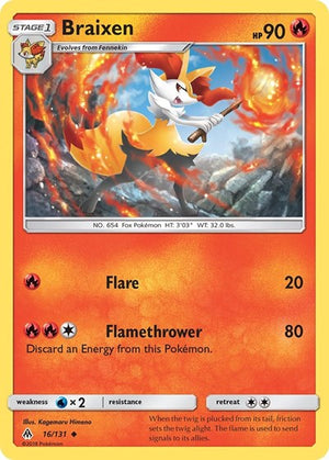 Pokemon TCG - SM - Forbidden Light - Braixen - 16/131 - Reverse Holofoil