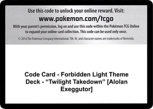 Pokemon TCG - SM - Forbidden Light - Code Card - Forbidden Light Theme Deck - "Twilight Takedown"